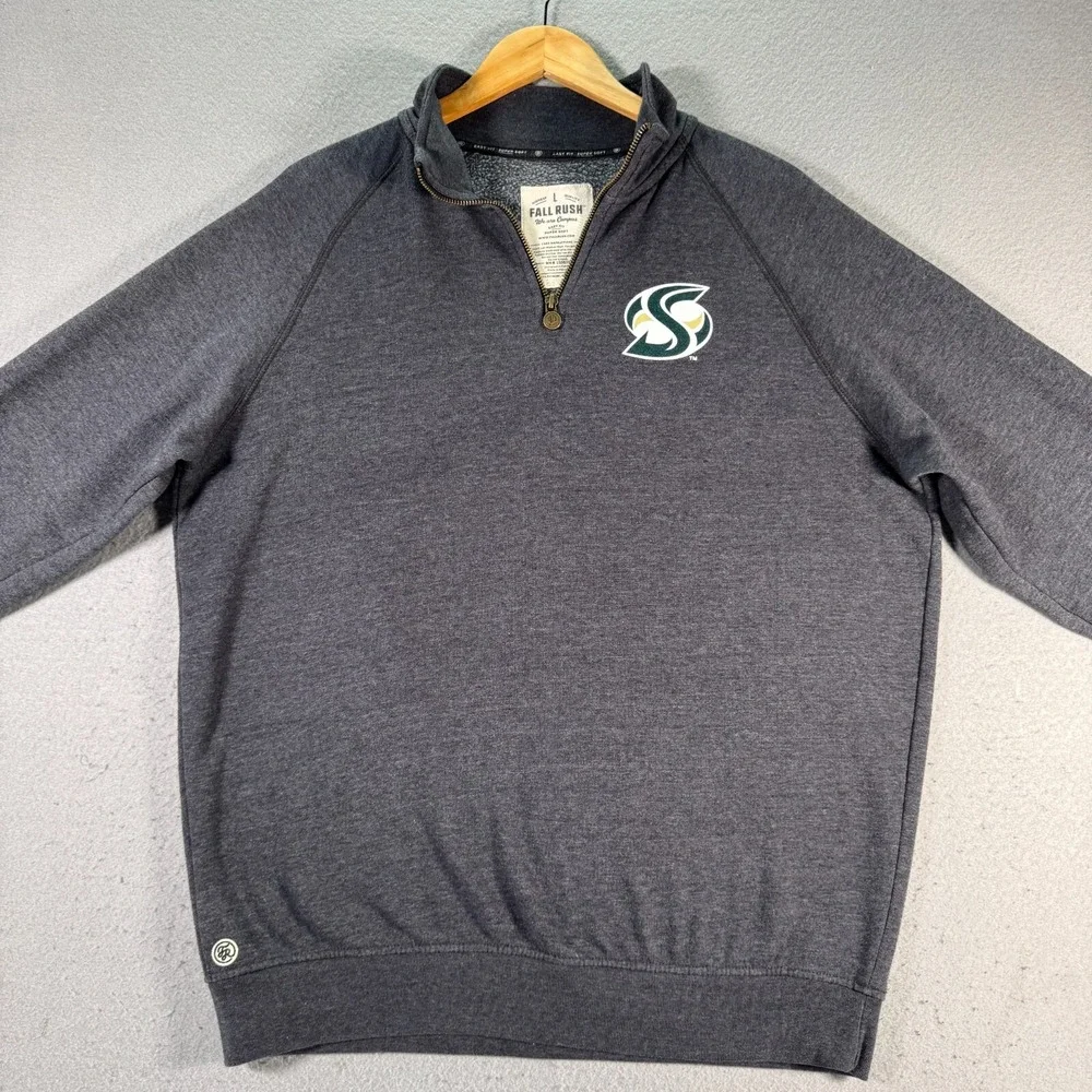 Sacramento State Hornets Quarter Zip Sweatshirt Adult Large Gray Fall Rush NCAA - Picture 7 of 10